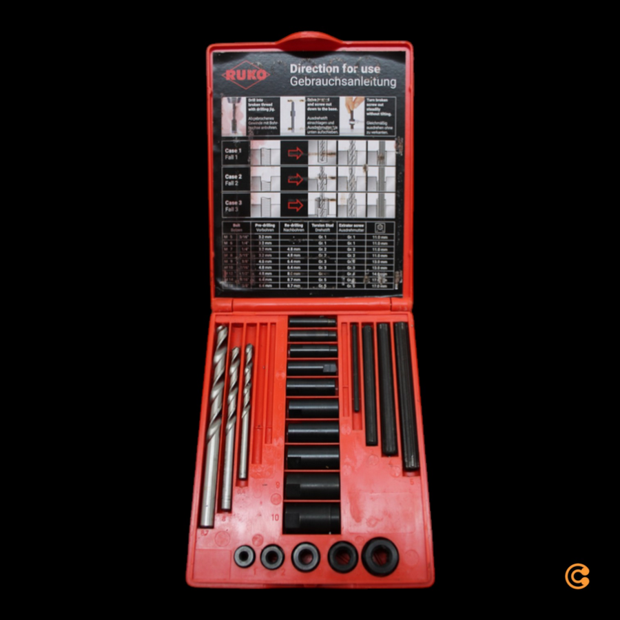 Ruko Gewindeausdreh Satz Set Schraubenausdreher Kunststoffkassette Siehe Text B-Ware - 4007140033819