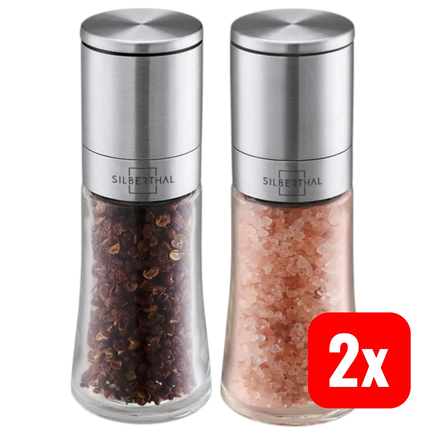 SILBERTHAL Salz und Pfeffermühle Domo Keramikmahlwerk 2 SETS (4 Mühlen) - 4260470460667