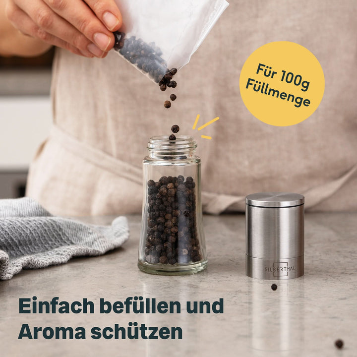 SILBERTHAL Salz und Pfeffermühle Domo Keramikmahlwerk 2 SETS (4 Mühlen) - 4260470460667
