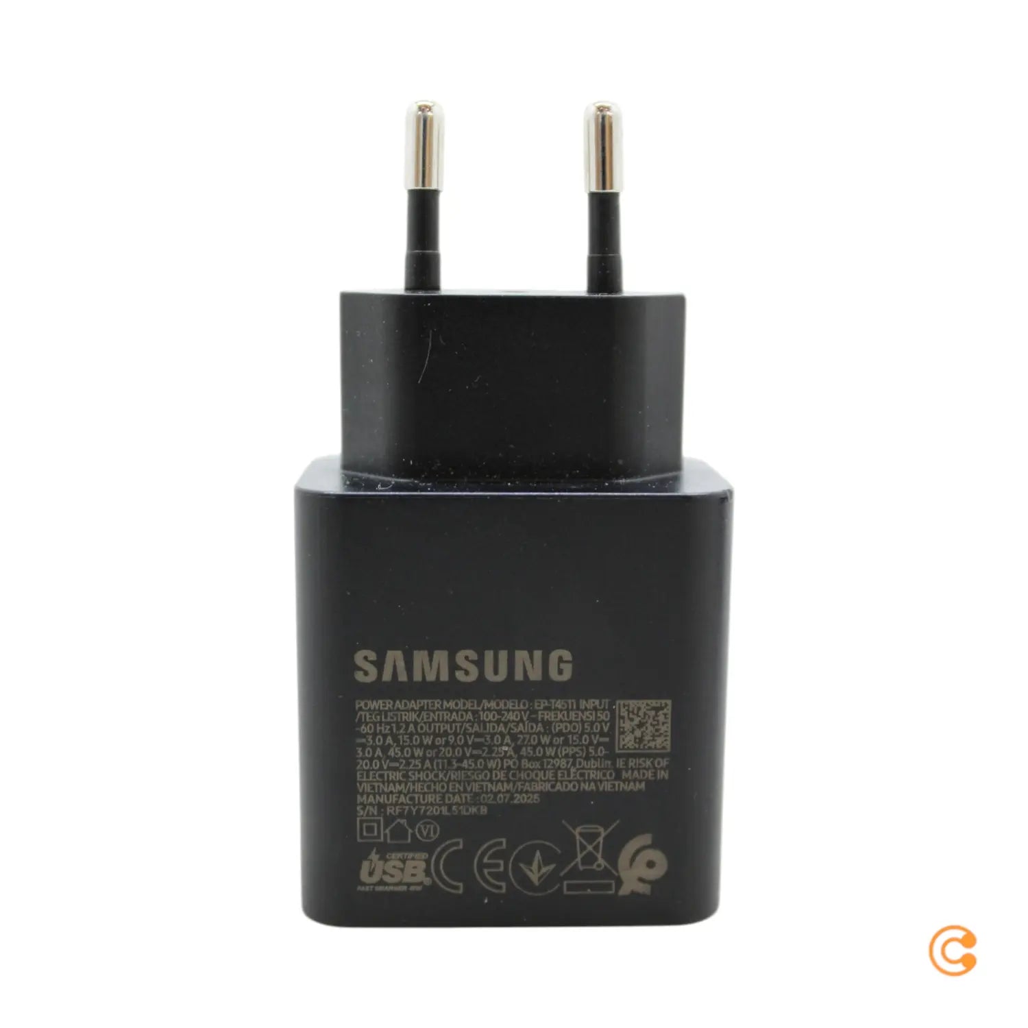 B-Ware Samsung Ladegerät Adapter Netzteil Usb C Schnellladegerät 45 W 5 A Kabel T4511   - 8806095510002