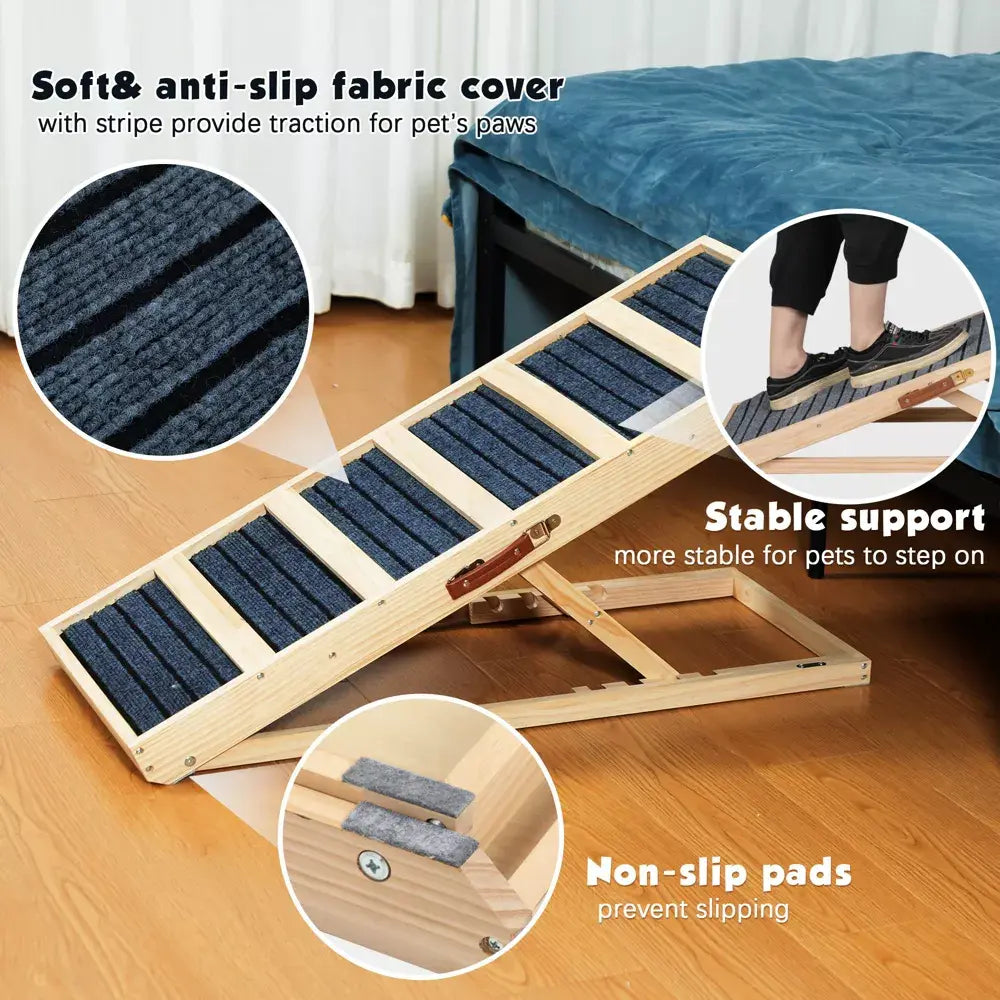 B-Ware Sandinrayli Hunderampe Haustierrampe Holz Teppich Klappbar Tragbar Innenbereich - 6974062897745