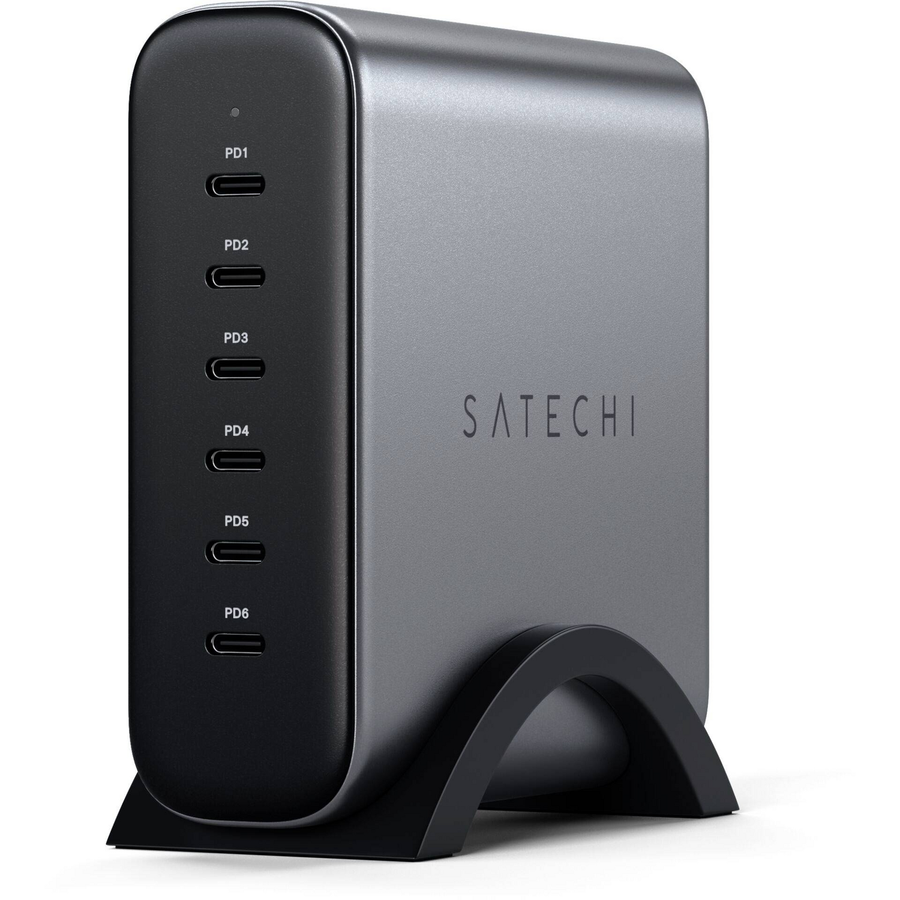 Satechi Ladegerät Ga N Usb C 200 W Grau 6 Port Charger Schreibtisch Gerät Akku B-Ware - 810086360727