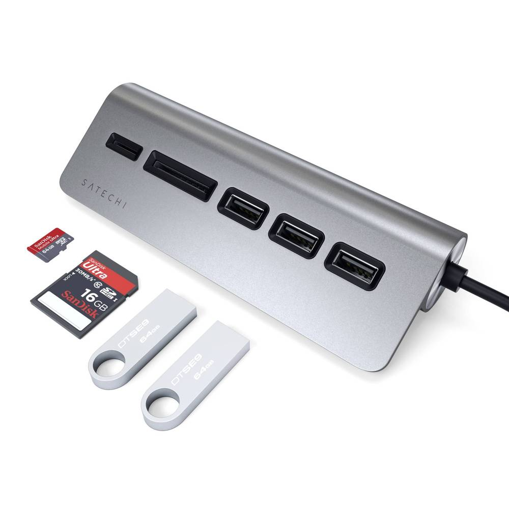 B-Ware Satechi Type C Aluminium Usb Hub & Card Reader Usb Adpater Space Grau - 879961007164