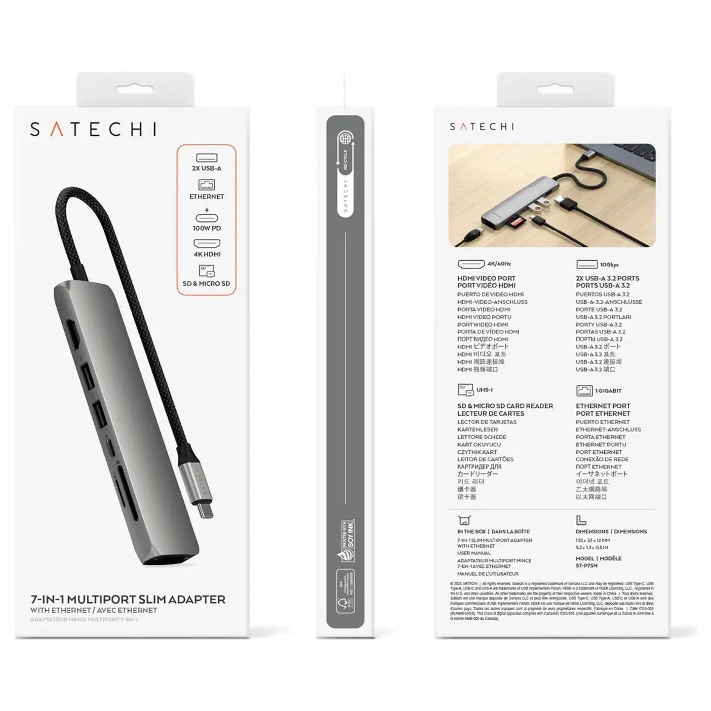 B-Ware Satechi Usb C 7 In 1 Slim Multi Port Adapter Dockingstation Hub Für Mac Book Pro - 810086361496