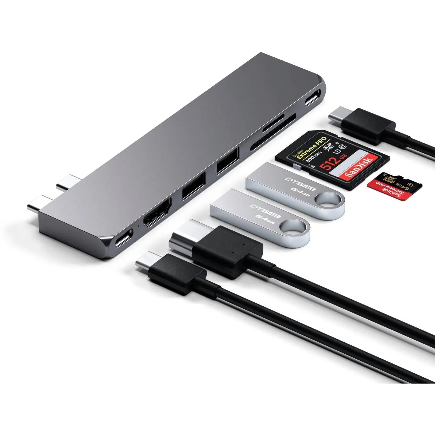 B-Ware Satechi Dockingstation Hub Adapter Usb C Pro Hub Slim Grau Usb A Sd Micro Sd Hdmi