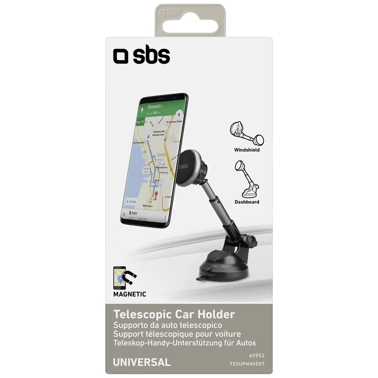 B-Ware Sbs Handyhalter Kfz Halterung Magnet Saugnapf Tesupmagext Schwarz Silber - 8018417265952