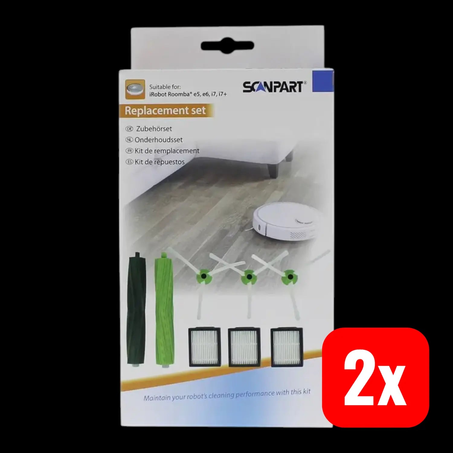 B-Ware Scan Part Staubsauger Zubehör Irobot Roomba E5 E6 Ersatz Filter Bürsten 2 Sets - 4012074058906