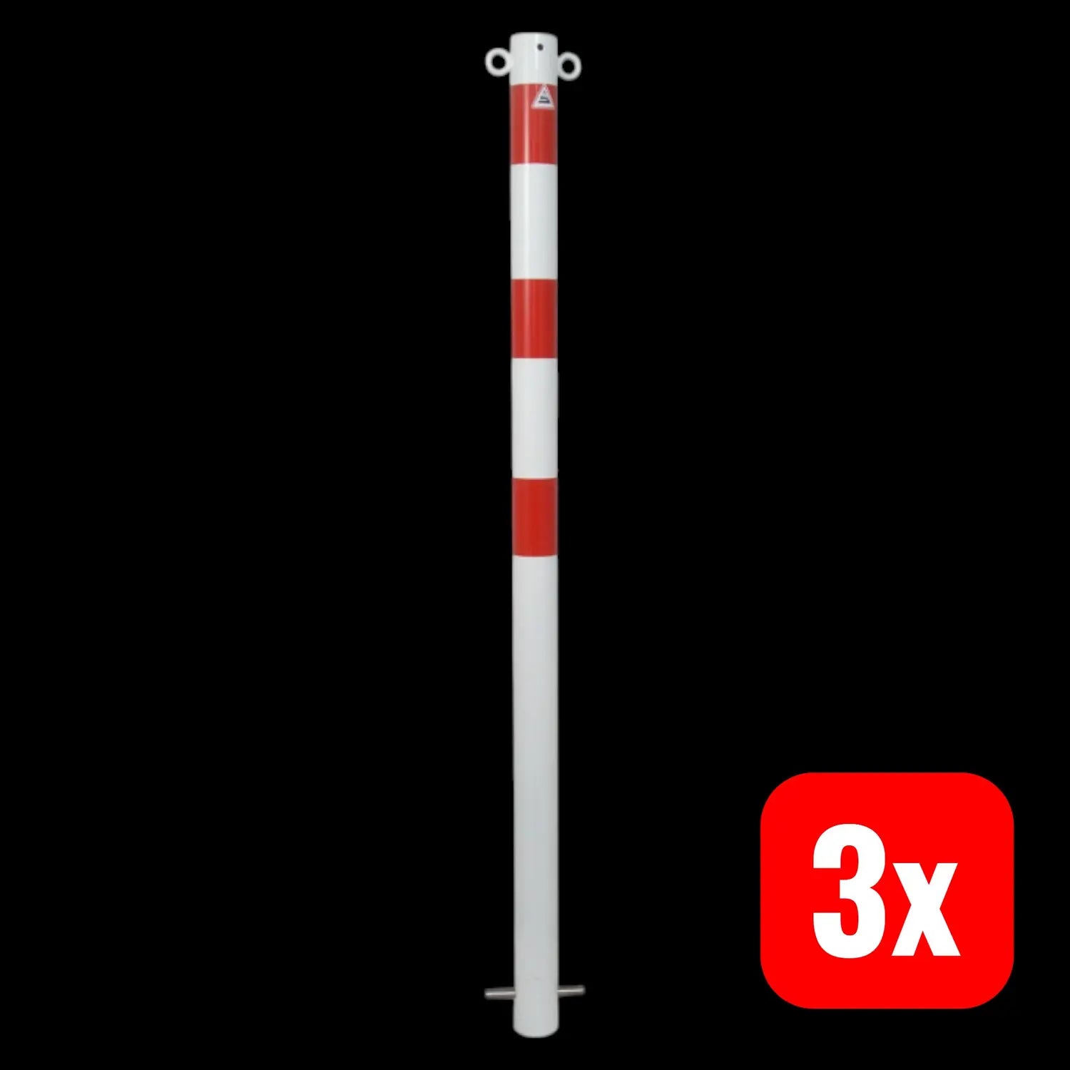 B-Ware Schake Absperrpfosten Pfosten Poller Einbetonieren Weiß Rot ø60mm 3 Stück - 4250384709631