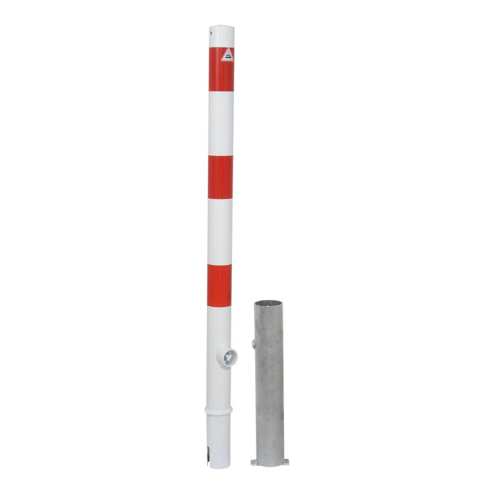 Schake Absperrpfosten Pfosten herausnehmbar Dreikantverschluss weiß rot 60mm - 4250384709679