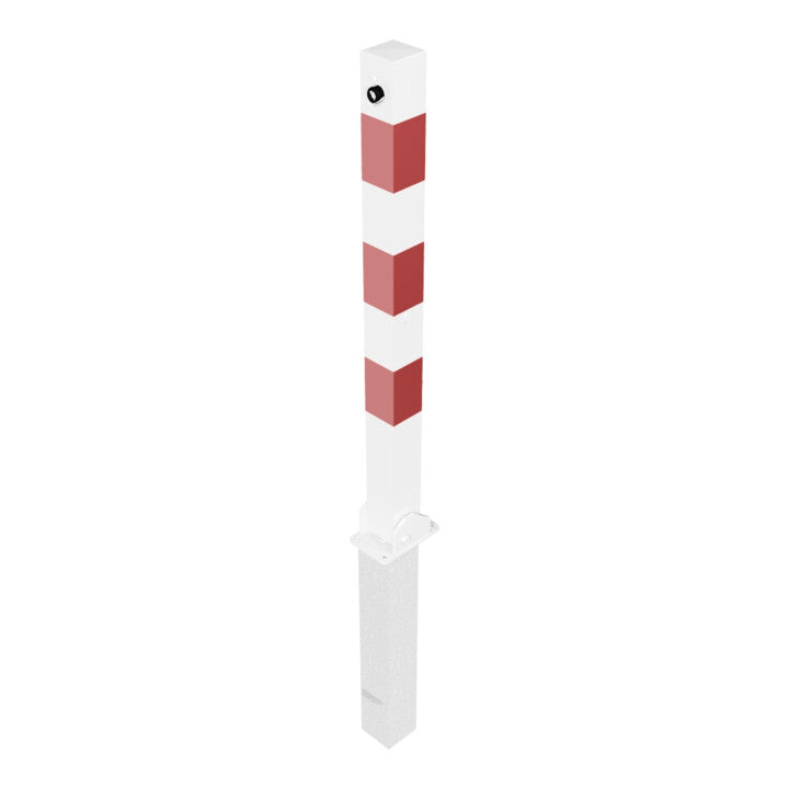 Schake Absperrpfosten Pfosten Poller Typ 4701UZHB 7x7cm Profilzylinder weiß/rot - 4250384711450