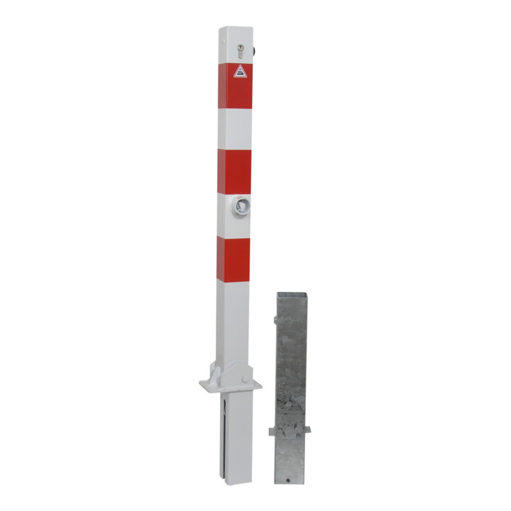 B-Ware Schake Absperrpfosten Pfosten Poller Typ 4701 Uzhb 7x7cm Profilzylinder Weiß/351 - 4250384711450
