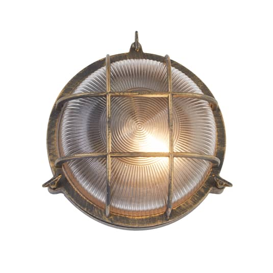 B-Ware Searchlight Schiffsarmatur Porto Wandleuchte Deko Wandleuchte Rund Schwarz Gold - 5053423228068