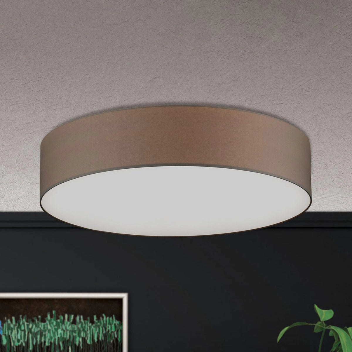 ORION Deckenleuchte Pendelleuchte Lampe Shade Textilschirm braun Messing 80cm - 9003090259908