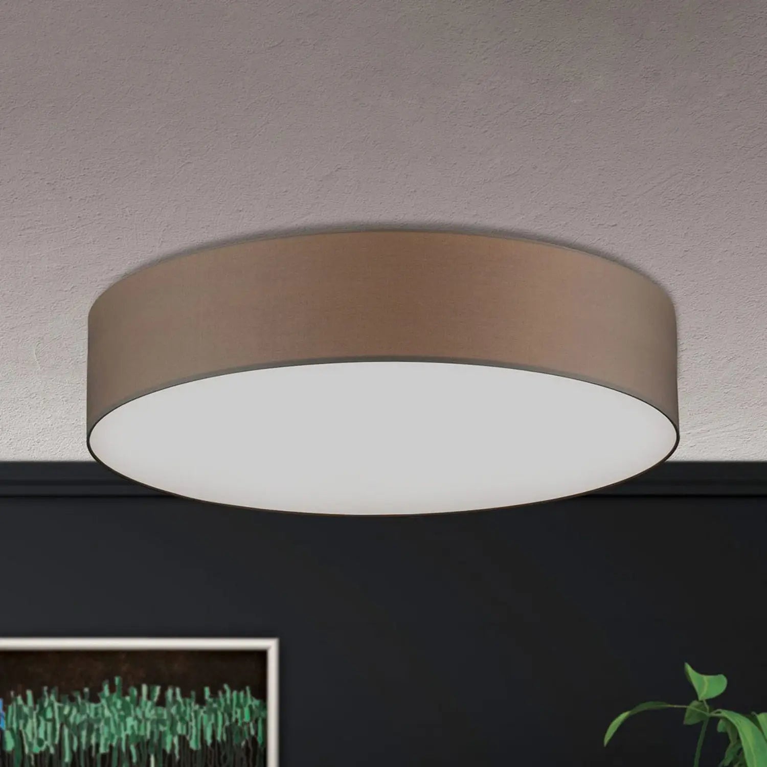 B-Ware Orion Deckenleuchte Pendelleuchte Lampe Shade Textilschirm Braun Messing 80cm - 9003090259908