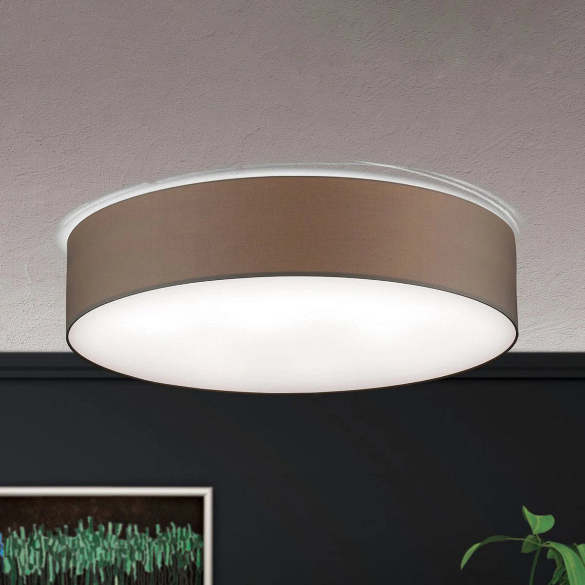 ORION Deckenleuchte Pendelleuchte Lampe Shade Textilschirm braun Messing 80cm - 9003090259908