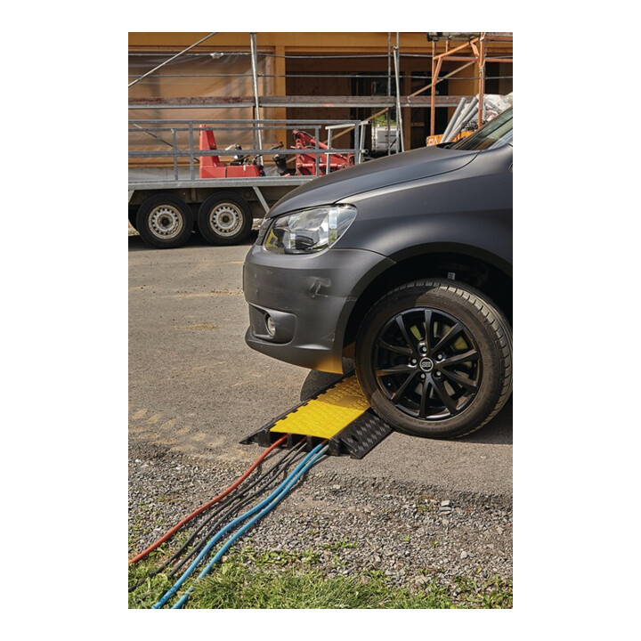 B-Ware Schlauchbrücke Kabelbrücke Kabelschutz 900x500x70mm Gummi Schwarz Gelb 2 Stück - 4050576190670