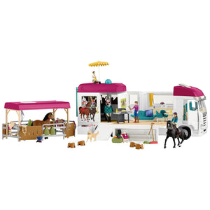 B-Ware Schleich Pferdeanhänger Set Pferdetransporter Wohnmobil Koppel Zubehör Spielzeug