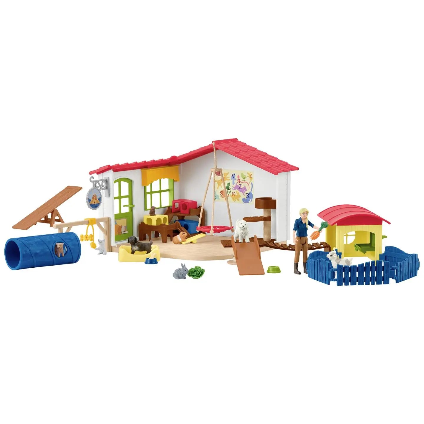 B-Ware Schleich Tierhotel Spielhaus Tierunterkunft Tiere Zubehör Stall Zaun Farm World - 4059433652313