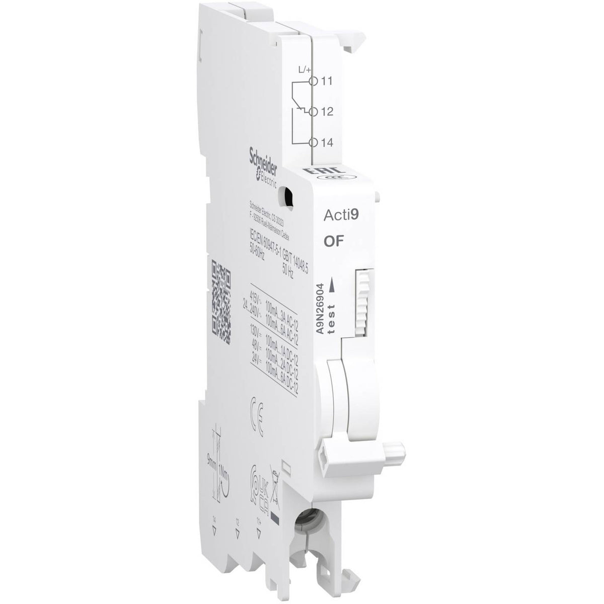 Schneider Electric Acti9 Hilfsschalter Wechsler OF Schaltkontakt 1OC 100mA 6A - 3606486351789