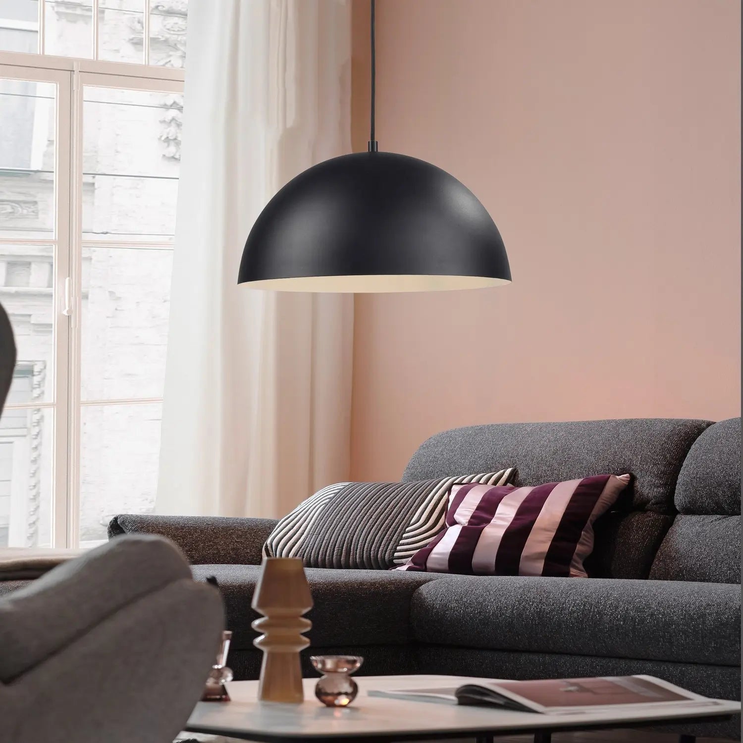 B-Ware Schöner Wohnen Hängeleuchte Pendelleuchte Ali Lampe Schwarz Eisen E27 38 Cm - 4043689017750