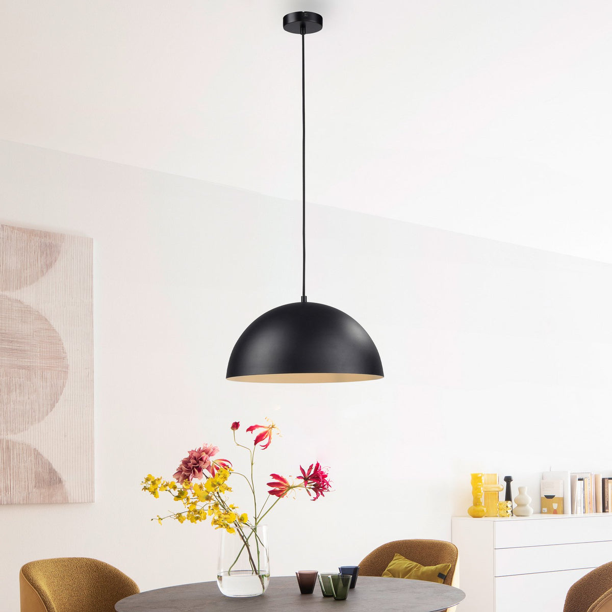 SCHÖNER WOHNEN Hängeleuchte Pendelleuchte Ali Lampe schwarz Eisen E27 38 cm - 4043689017750