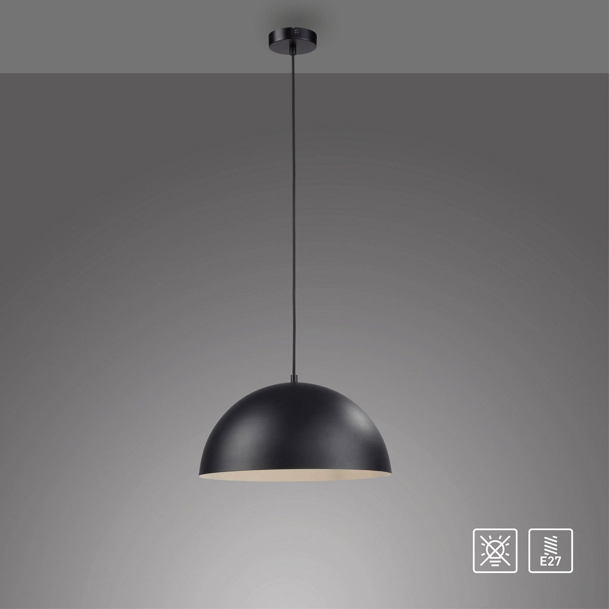 SCHÖNER WOHNEN Hängeleuchte Pendelleuchte Ali Lampe schwarz Eisen E27 38 cm - 4043689017750