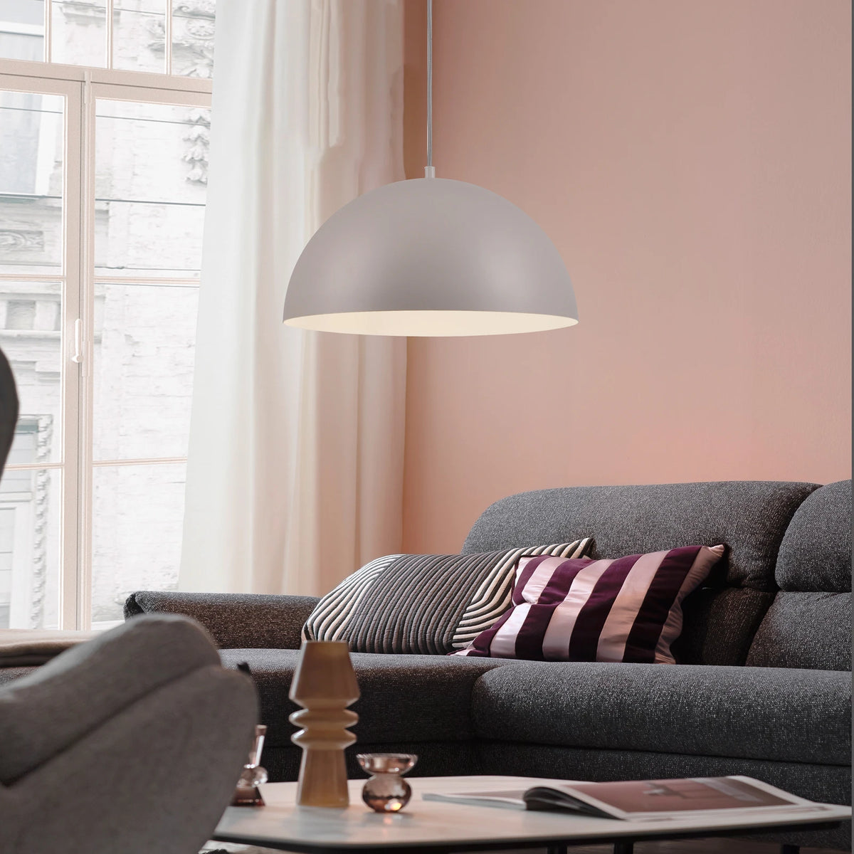 SCHÖNER WOHNEN Hängeleuchte Pendelleuchte Ali Sand Eisen Lampe Ø 38 cm E27 LED - 4043689017767