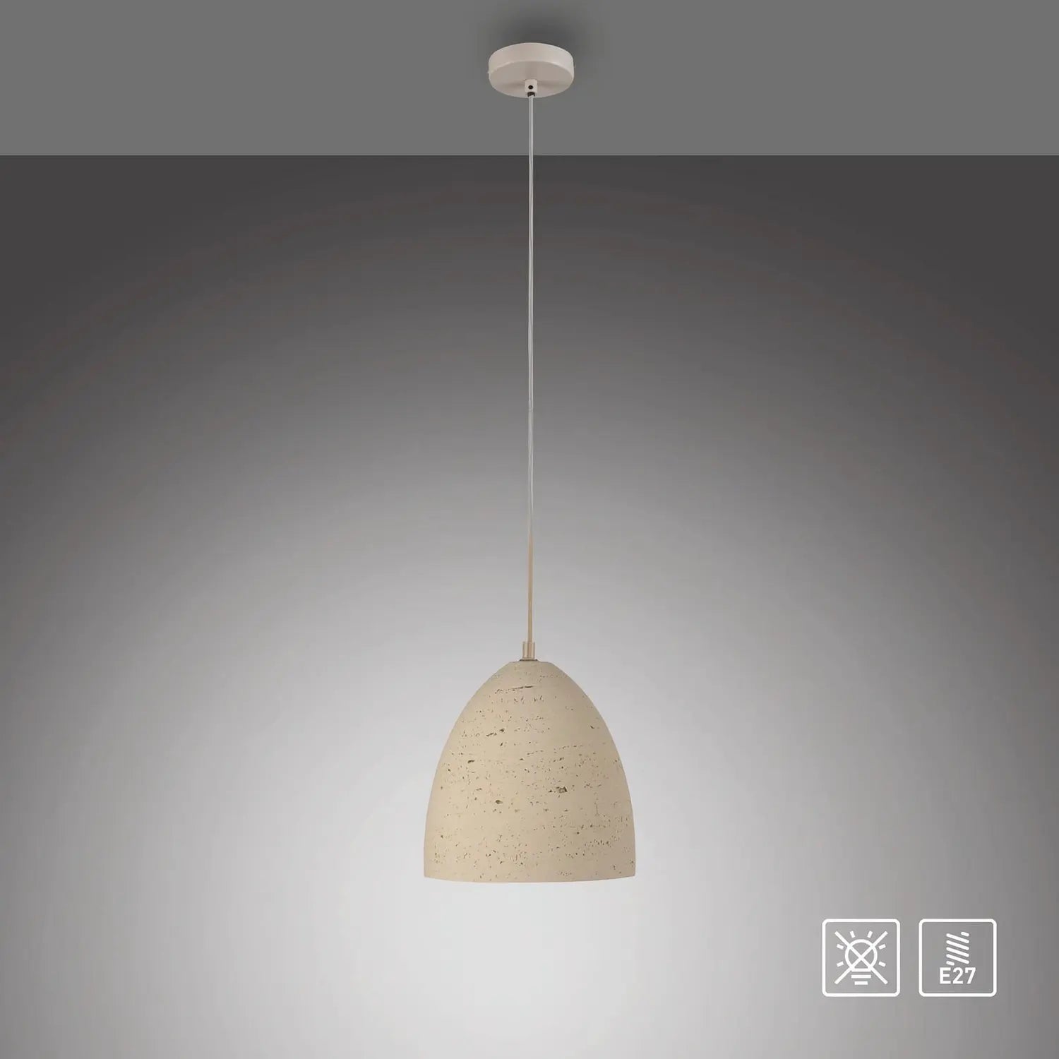 B-Ware Schöner Wohnen Hängeleuchte Pendelleuchte Traventa Beige Beton E27 Led ø 21 Cm - 4043689019419