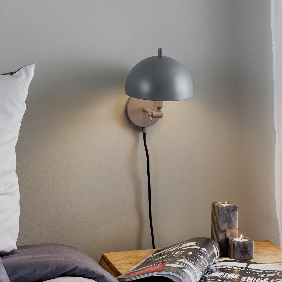 Schöner Wohnen Wandleuchte Leuchte Kia grau kippbar Metallschirm Schalter E14 - 4052231302374