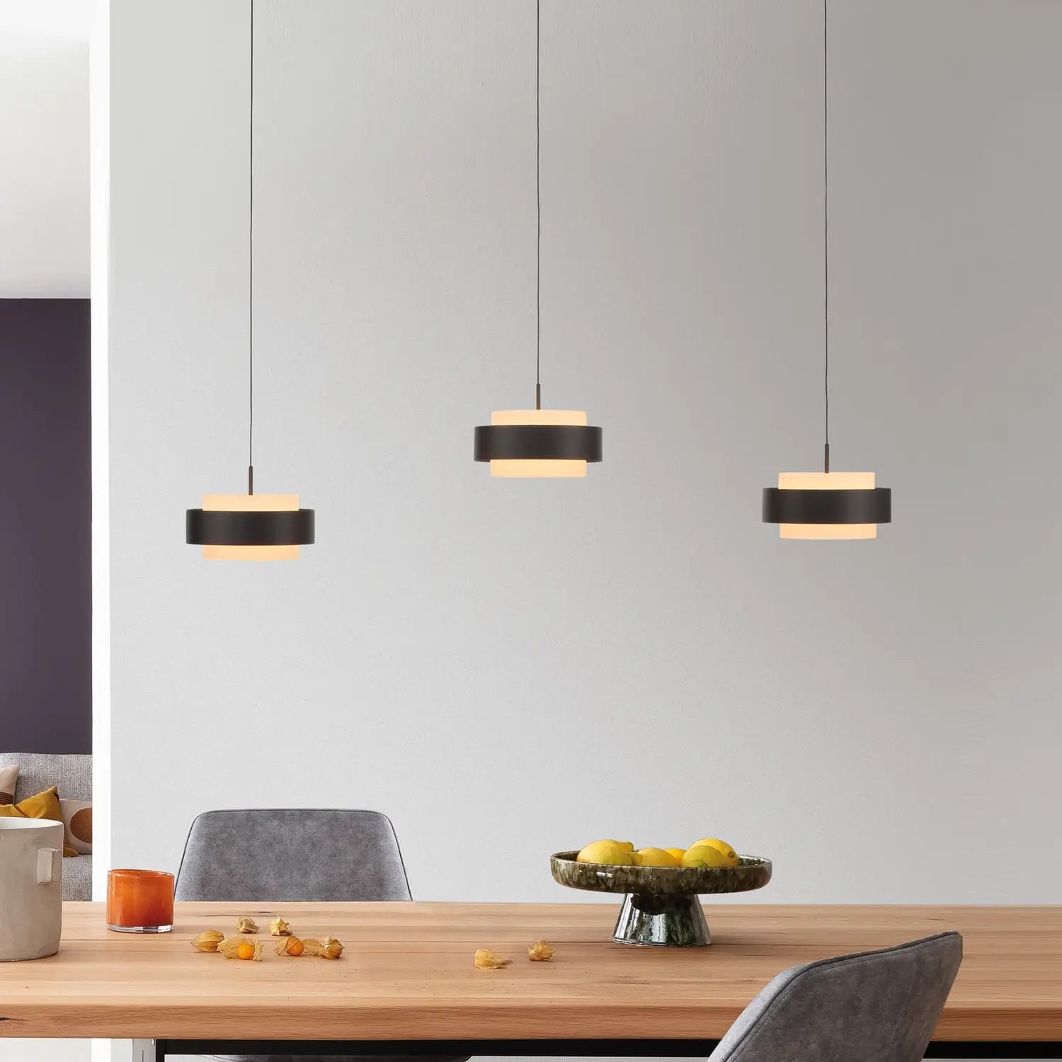 B-Ware Schöner Wohnen Pendelleuchte Hängeleuchte Led Elmo Schwarz Glas Eisen Esszimmer - 4043689019365