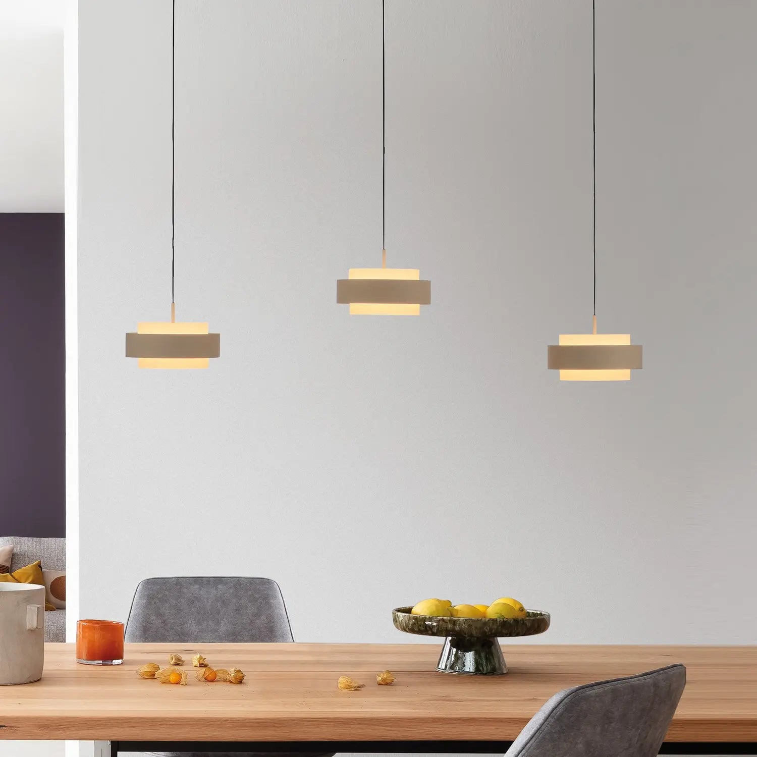 B-Ware Schöner Wohnen Hängelampe Pendelleuchte Led Lampe Elmo Beige Sandbrise Glas - 4043689019372