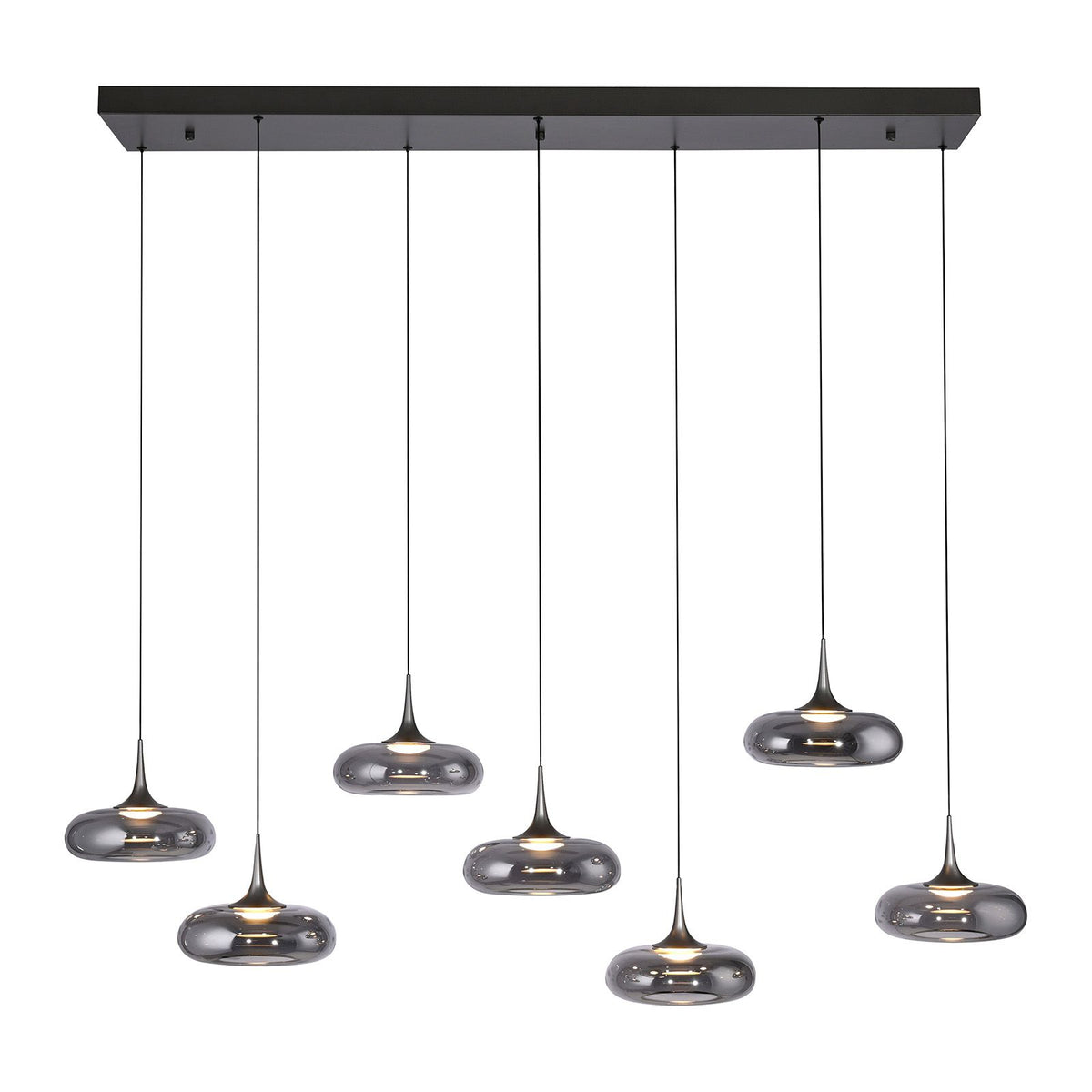 SCHÖNER WOHNEN Pendelleuchte Hängelampe LED POSH Rauchglas dimmbar 7-flammig - 4043689018429