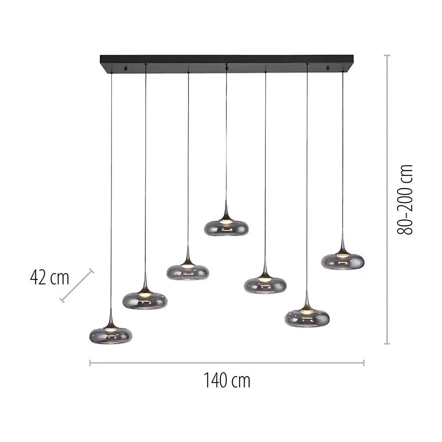B-Ware Schöner Wohnen Pendelleuchte Hängelampe Led Posh Rauchglas Dimmbar 7 Flammig - 4043689018429