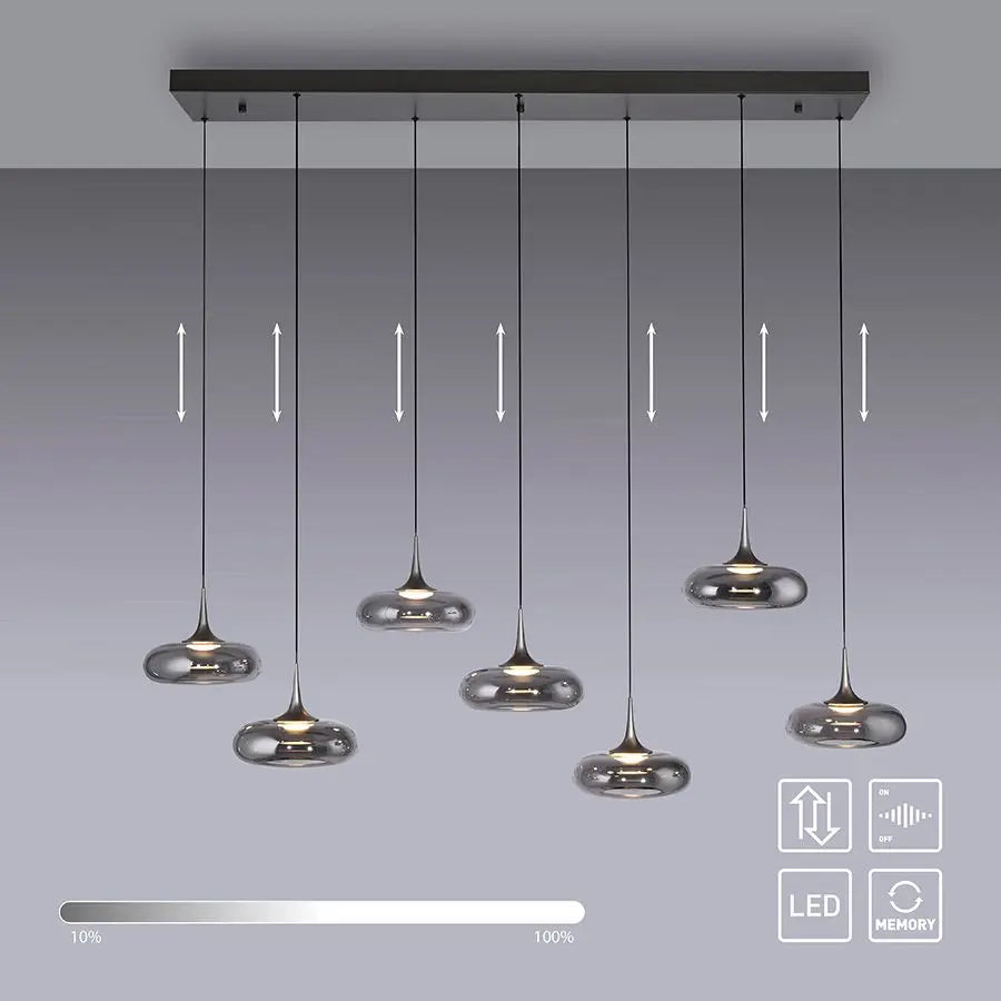 B-Ware Schöner Wohnen Pendelleuchte Hängelampe Led Posh Rauchglas Dimmbar 7 Flammig - 4043689018429