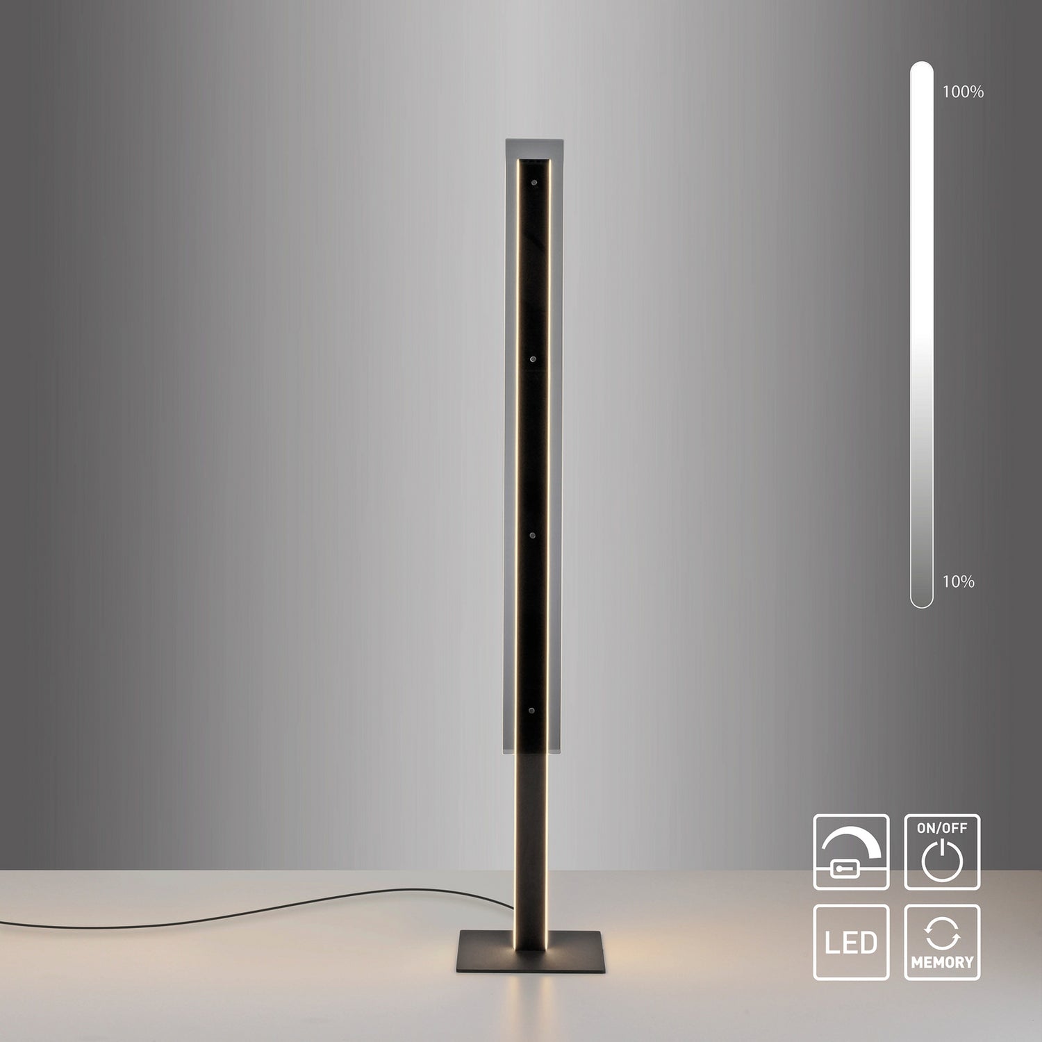 B-Ware Schöner Wohnen Stehlampe Stehleuchte Led Lena Schwarz Eisen Dimmer  - 4043689018238