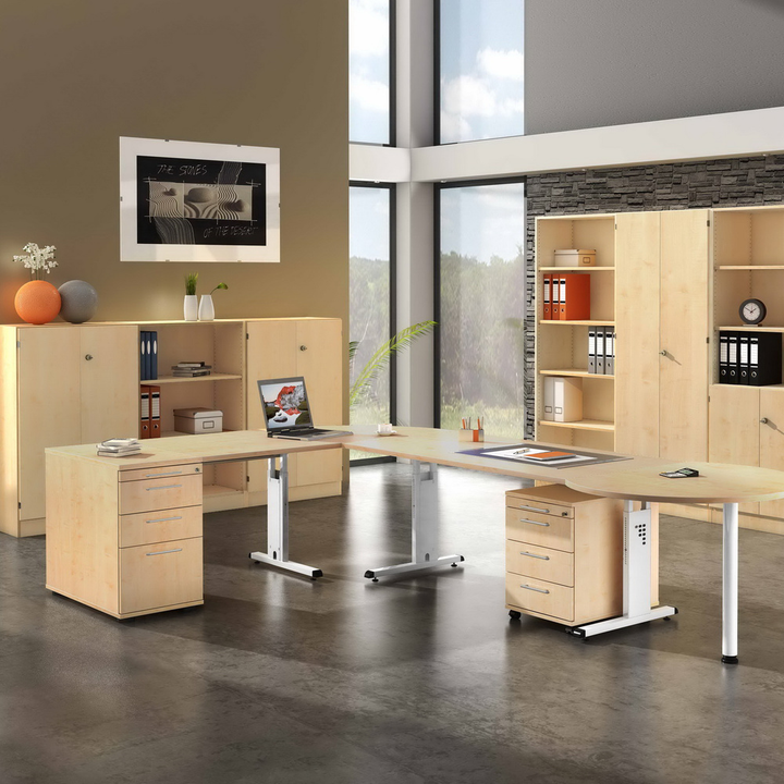Hammerbacher Höhenverstellbarer Schreibtisch Vos08/E/W Eiche Weiß 80x80x65 Cm B-Ware - 4032062164129