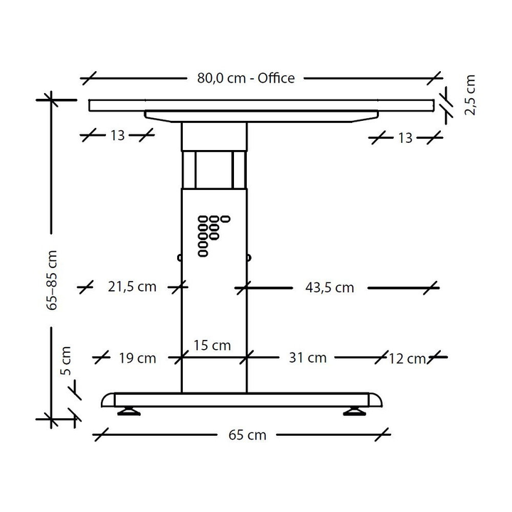 Hammerbacher Höhenverstellbarer Schreibtisch Vos08/E/W Eiche Weiß 80x80x65 Cm B-Ware - 4032062164129