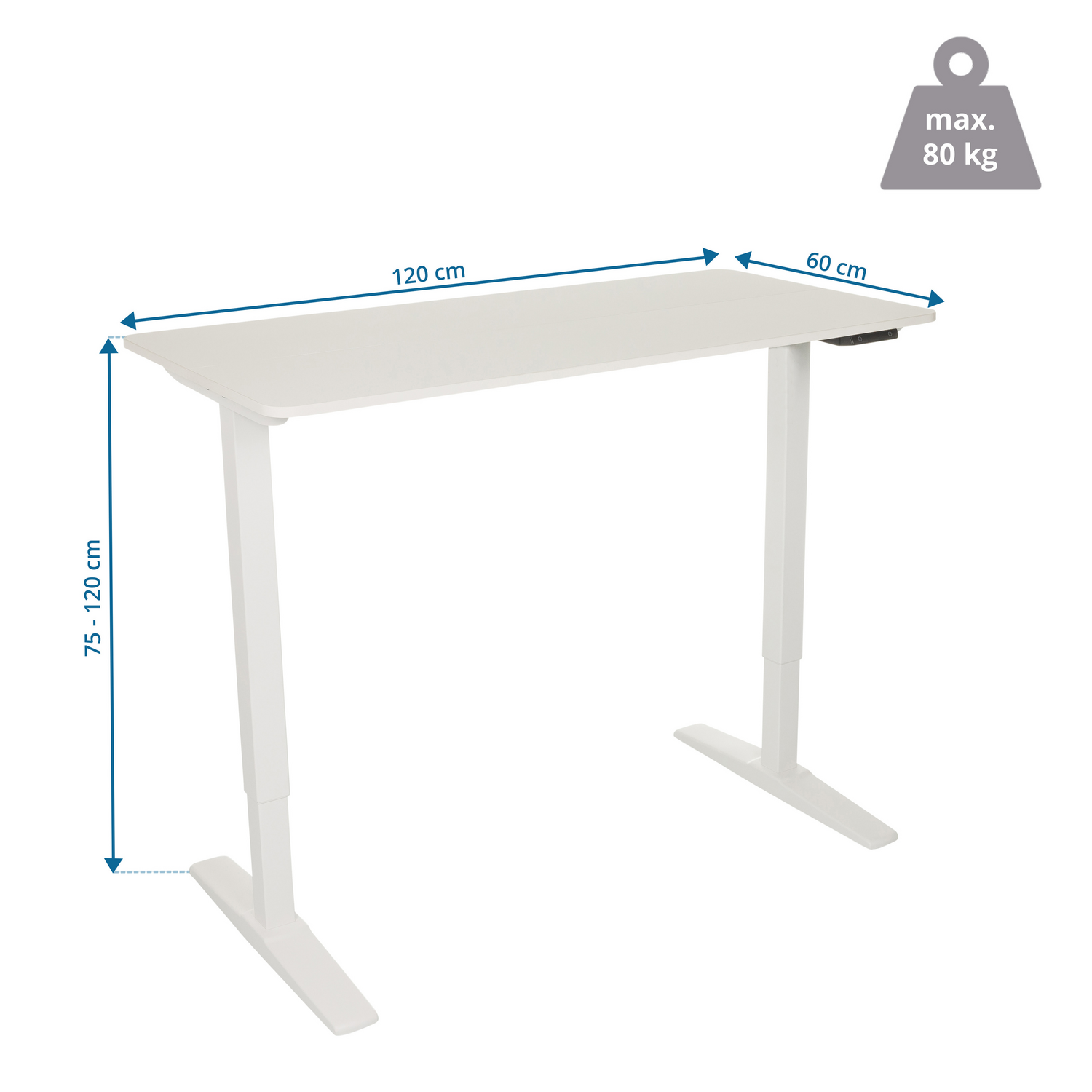 B-Ware Hjh Office Schreibtisch Tisch Elektrisch Höhenverstellbar Weiß 120x60 Mdf Stahl
