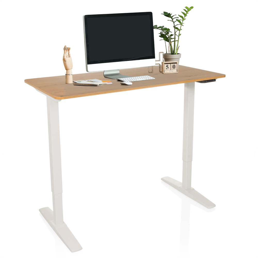 B-Ware Hjh Office Schreibtisch Tisch Steh Arbeitsplatz Elektrisch Weiß Eiche 120x60 Cm