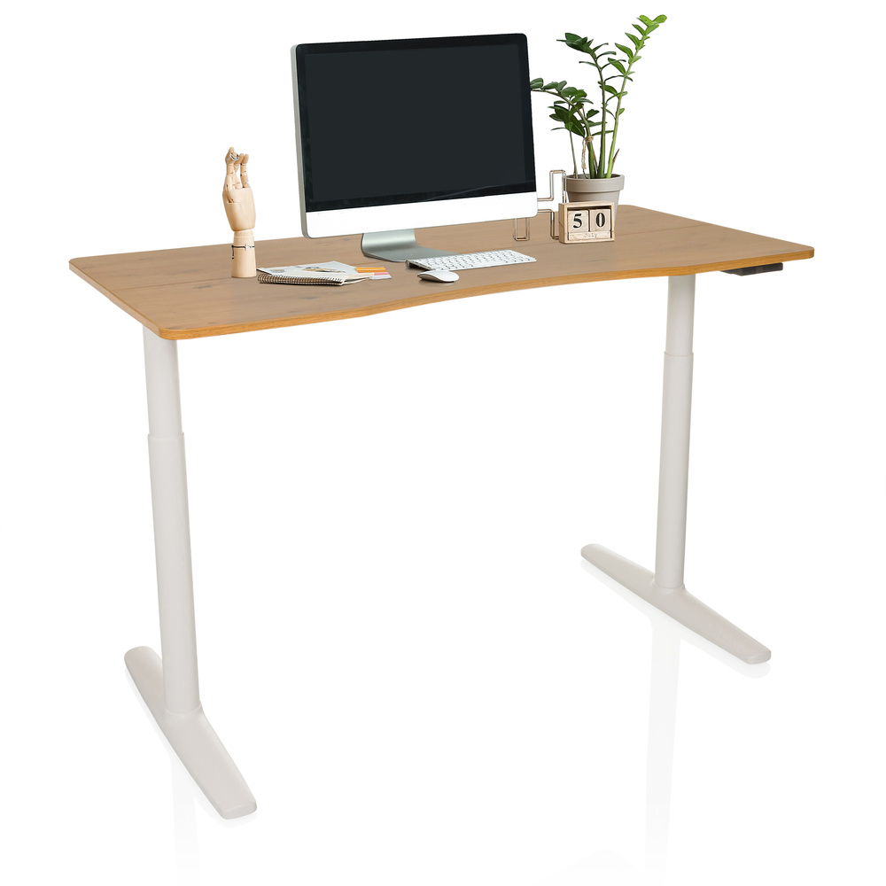 B-Ware Hjh Office Schreibtisch Arbeitsplatz Elektrisch Höhenverstellbar Eiche 140x70 - 4064323038313