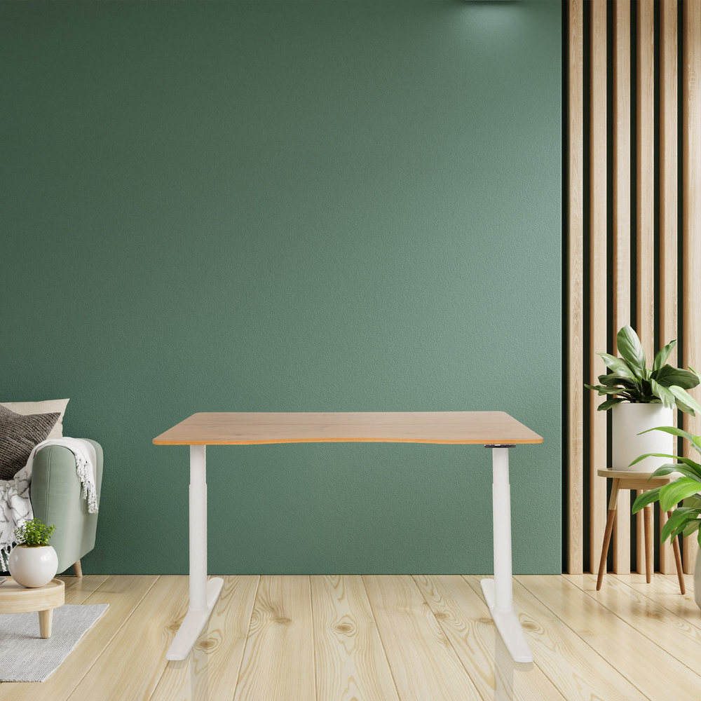 B-Ware Hjh Office Schreibtisch Arbeitsplatz Elektrisch Höhenverstellbar Eiche 140x70 - 4064323038313