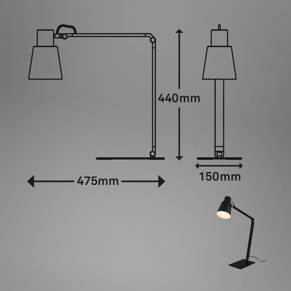 Briloner Schreibtischleuchte 7467015 Tischlampe Tischleuchte Leuchte in Schwarz - 4002707445296
