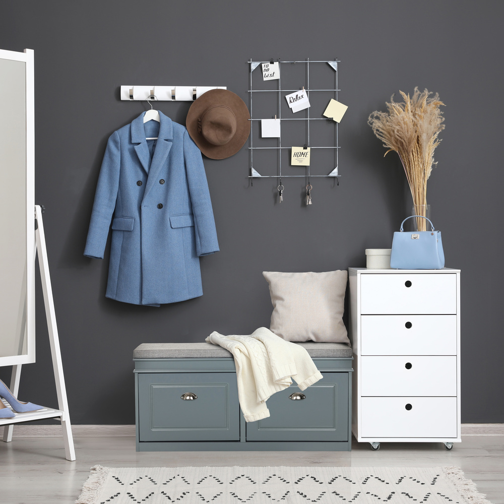 B-Ware Hjh Living Schuhschrank Sitzbank Garderobenbank Schuhe Aufbewahrung Grau 104 Cm - 4064323038399