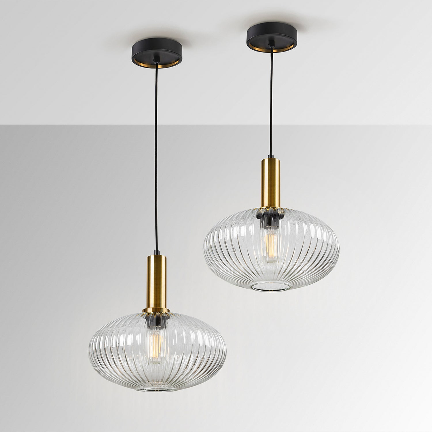 B-Ware Schuller Hängeleuchte Pendelleuchte Norma E27 Led Schwarz Transparent Glas ø30cm - 8435435334116
