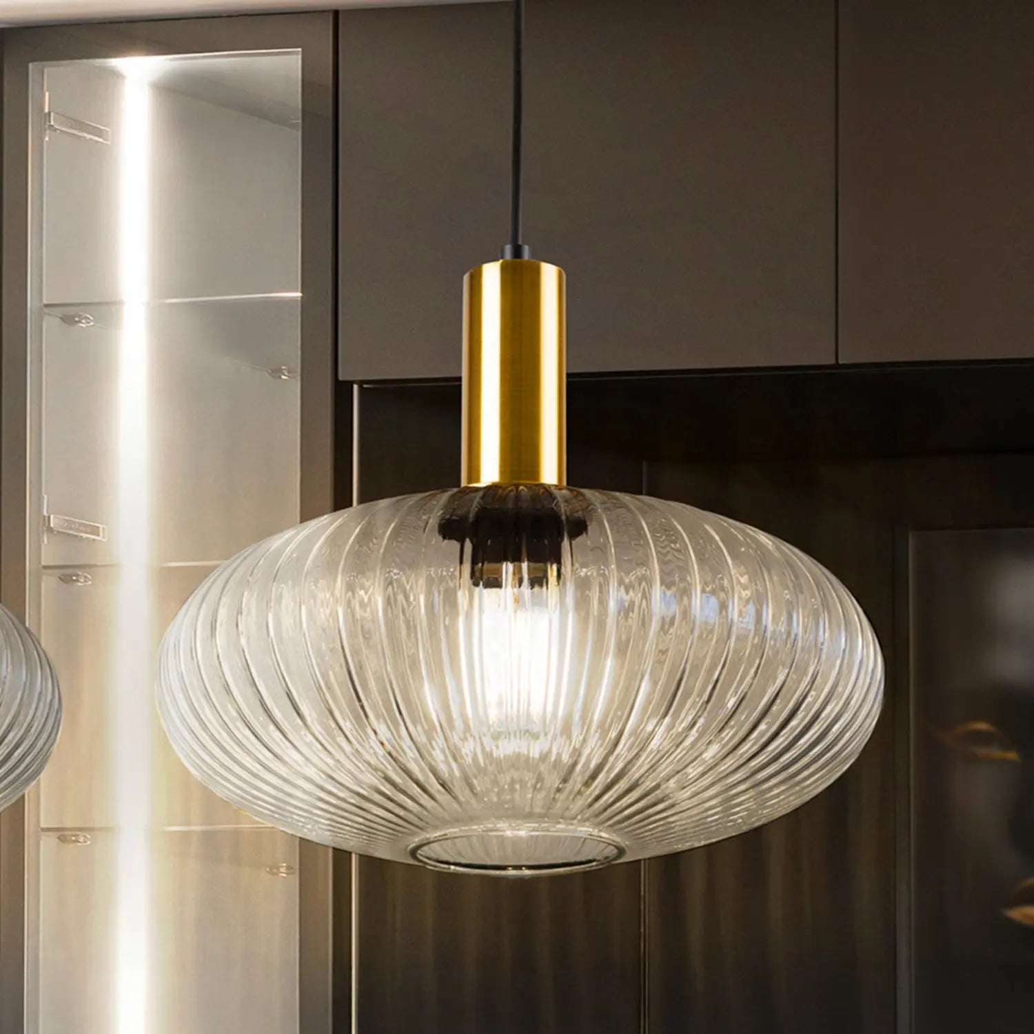 B-Ware Schuller Hängeleuchte Pendelleuchte Norma E27 Led Schwarz Transparent Glas ø30cm - 8435435334116