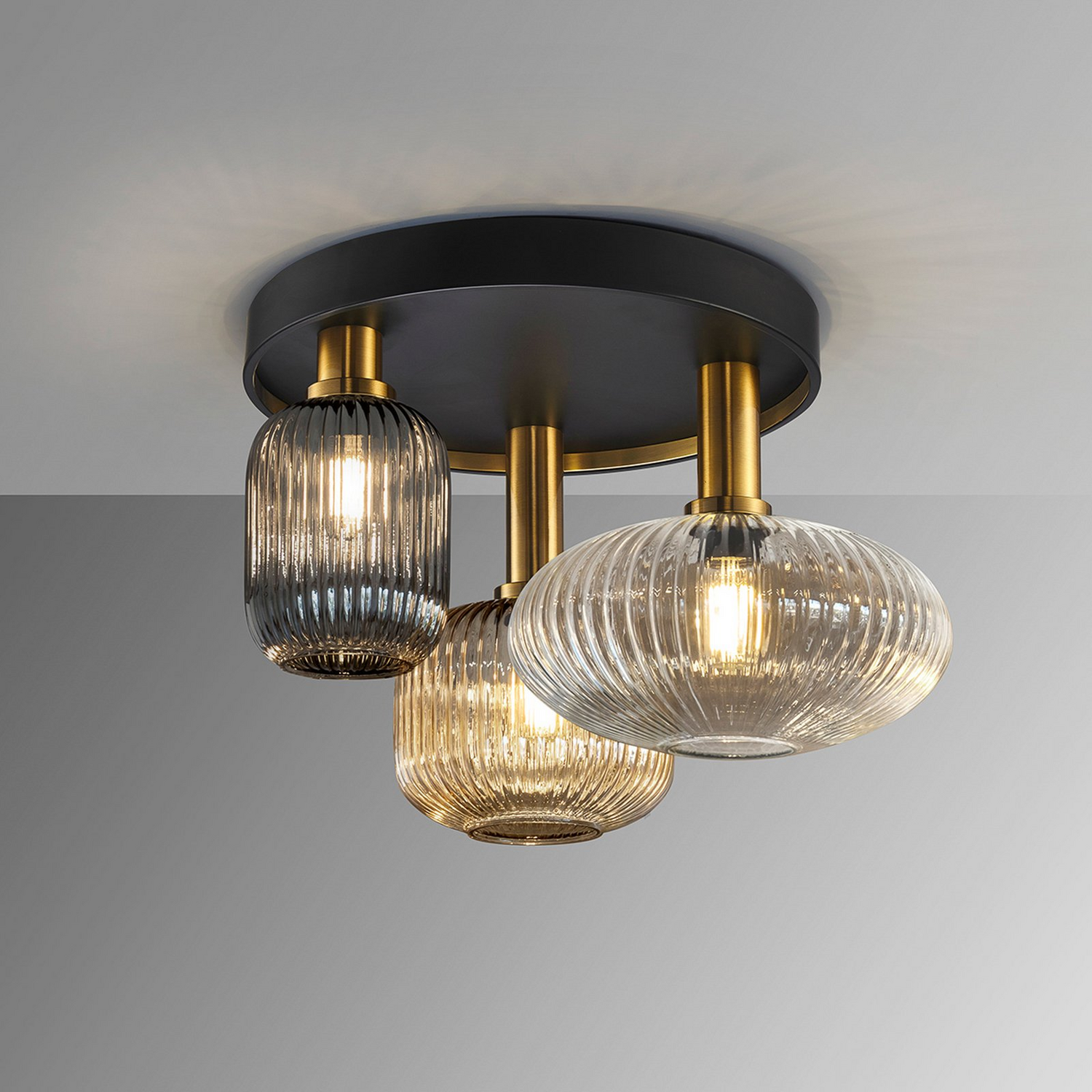 Schuller Valencia Deckenleuchte Lampe Led Schwarz Messing Glas 56 Cm Dimmbar E27 B-Ware - 8435435333294