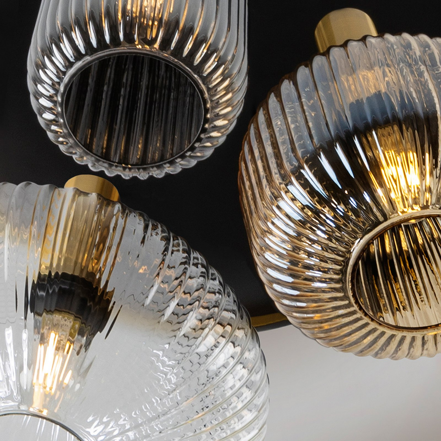 Schuller Valencia Deckenleuchte Lampe Led Schwarz Messing Glas 56 Cm Dimmbar E27 B-Ware - 8435435333294