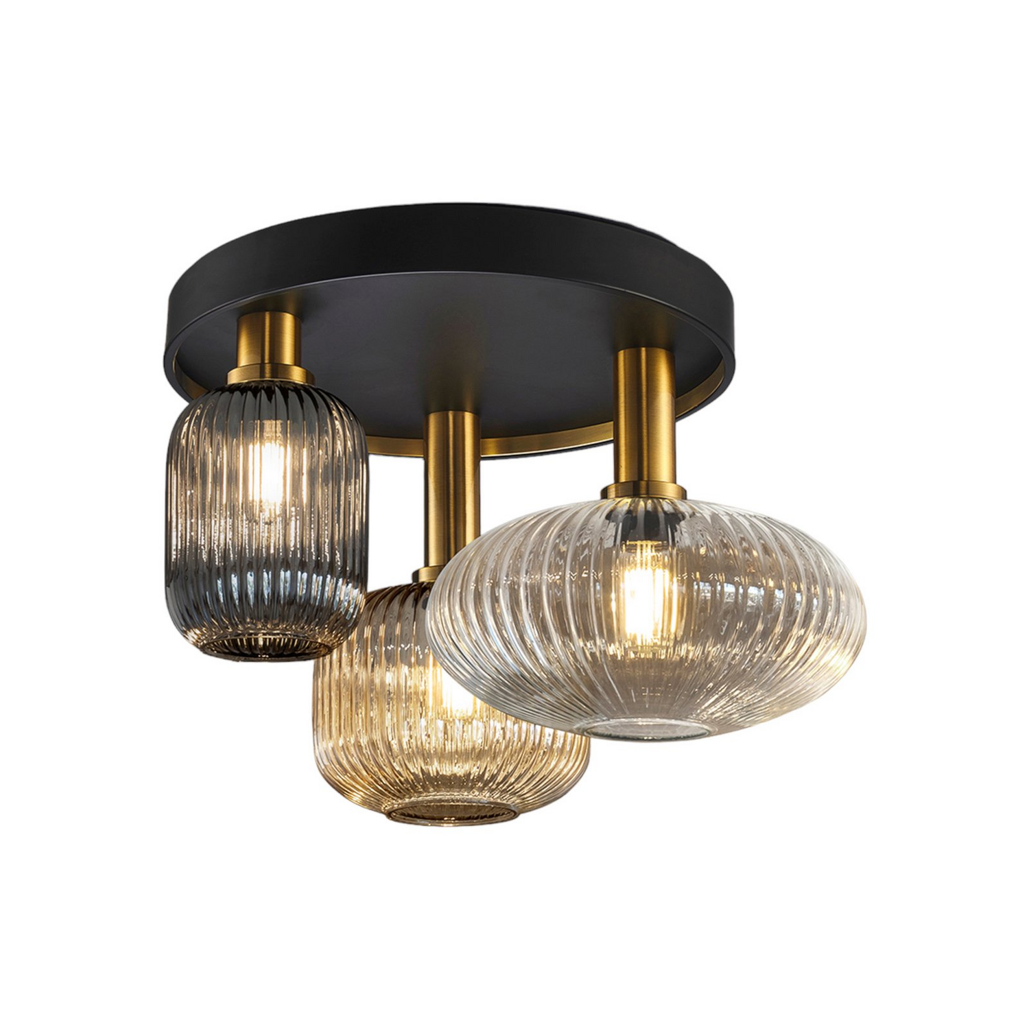 Schuller Valencia Deckenleuchte Lampe Led Schwarz Messing Glas 56 Cm Dimmbar E27 B-Ware - 8435435333294