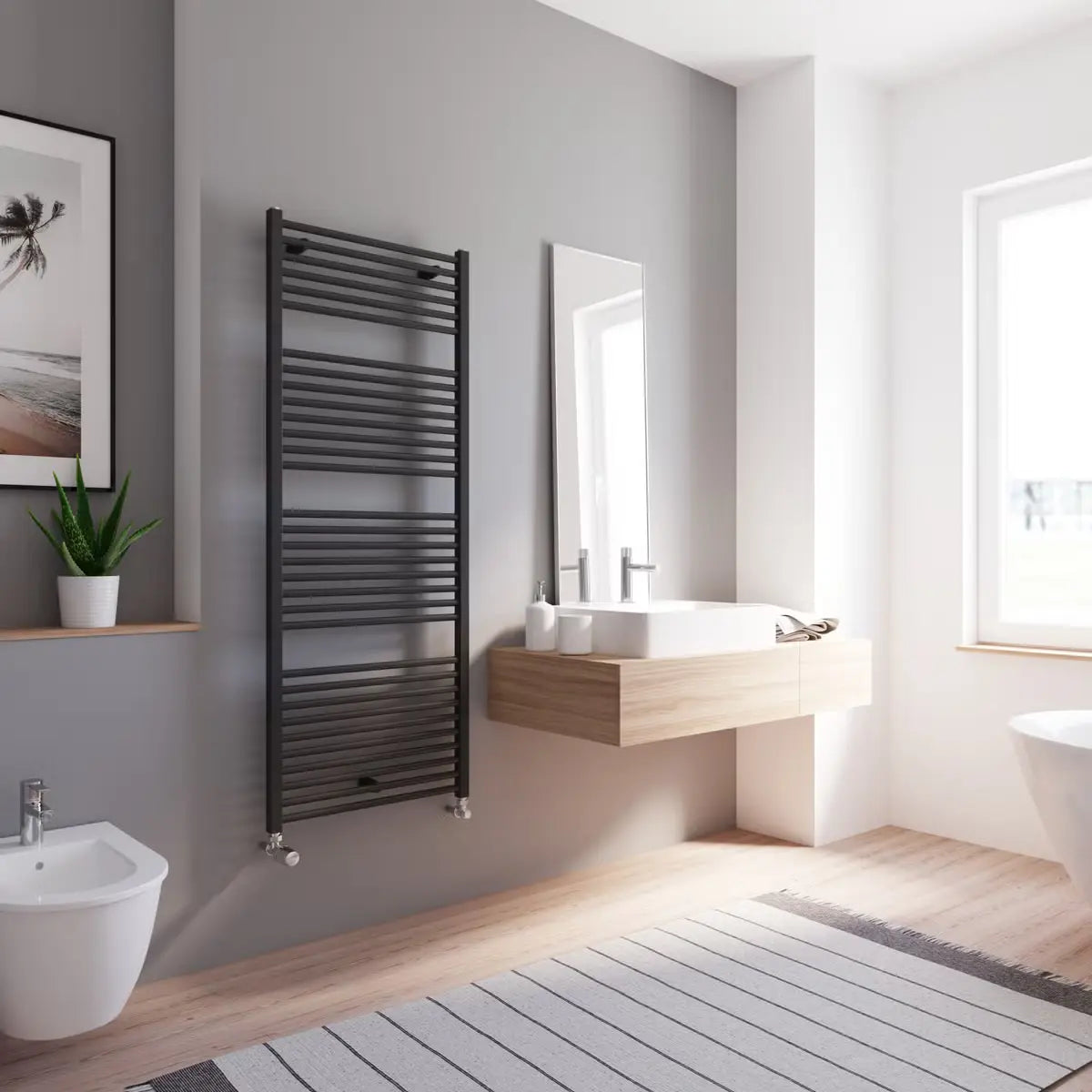 B-Ware Schulte Heizkörper Turbo Badheizkörper 1535x600 Mm Mattschwarz Designheizkörper