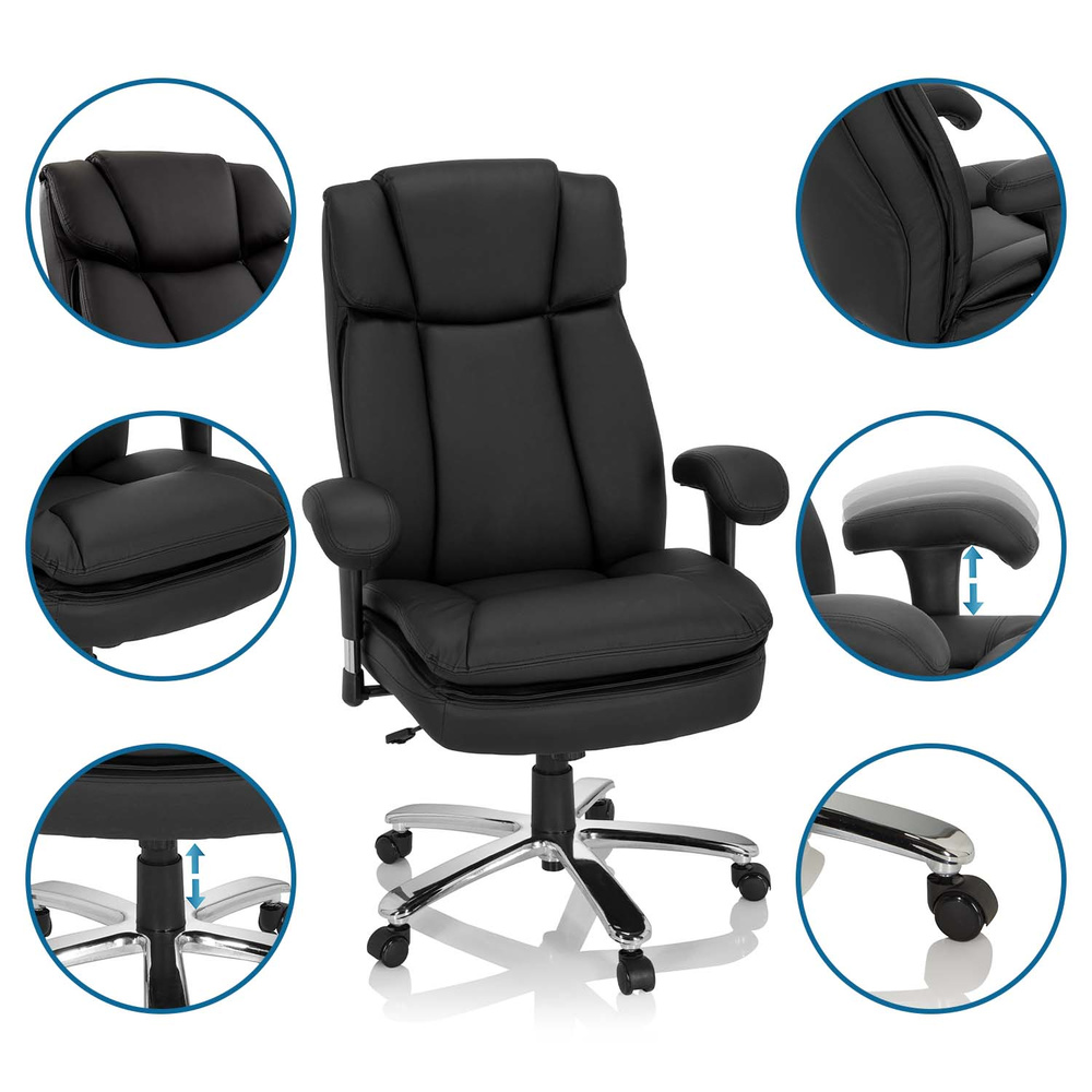 Hjh Office Schwerlaststuhl Bürostuhl Builder Xxl Kunstleder Schwarz 180kg B-Ware - 4064323017417